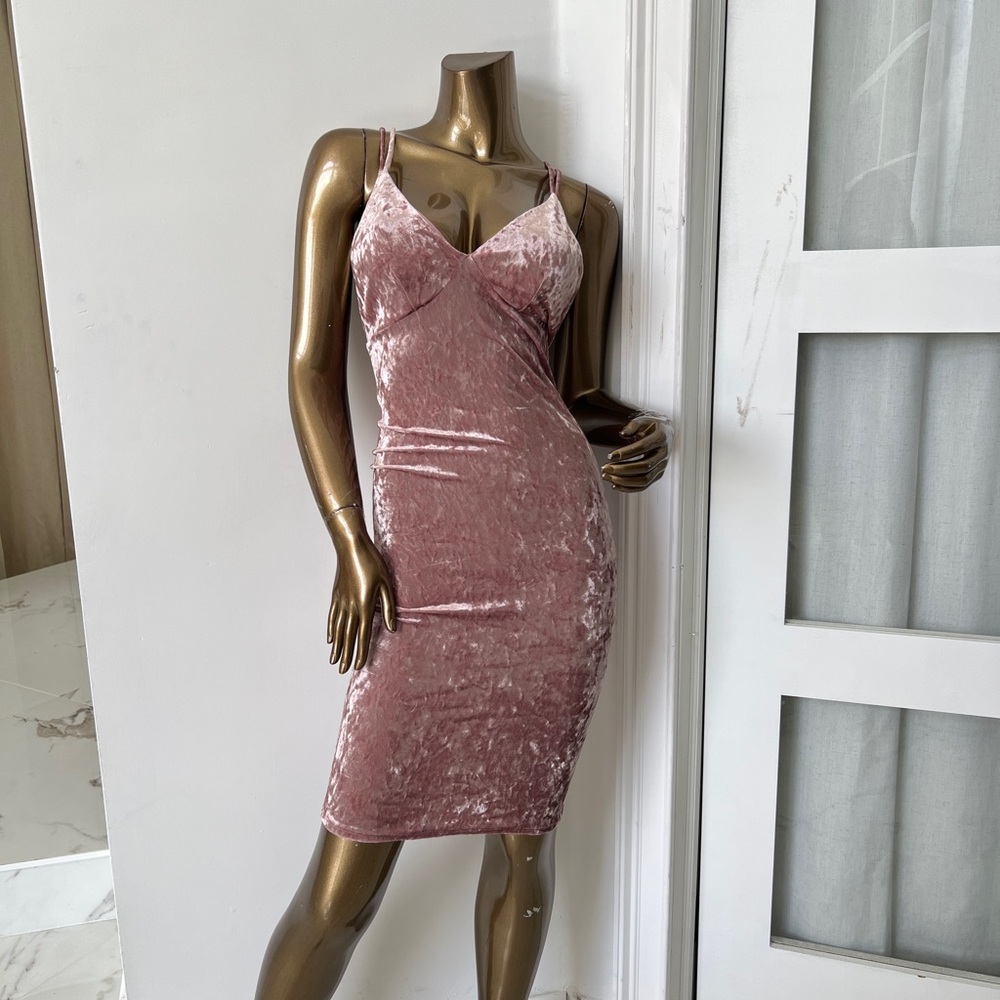 Brand New Elegant Pink Velvet Dress - Picture 1 of 4